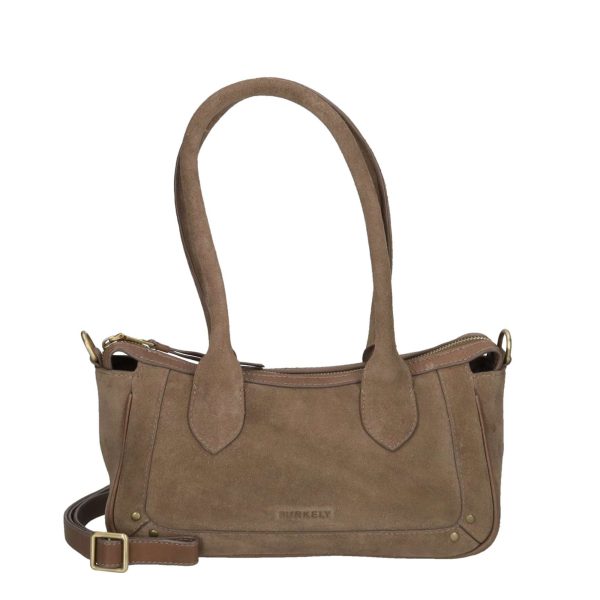 Sierra Wildleder Handtasche taupe modern mit verstellbarem Riemen, Innenfächern und stilvollem Design