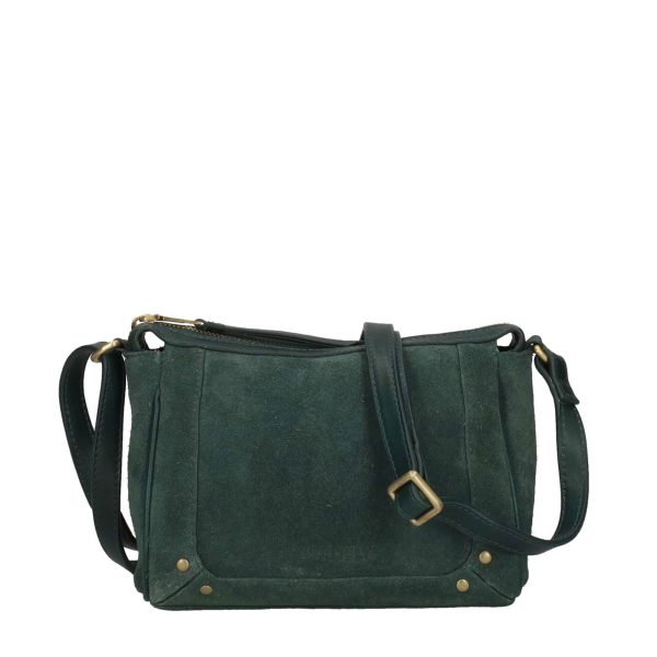 Sierra Camera Bag aus Wildleder dunkelgrün elegante Crossbody Tasche mit verstellbarem Riemen und Stauraum