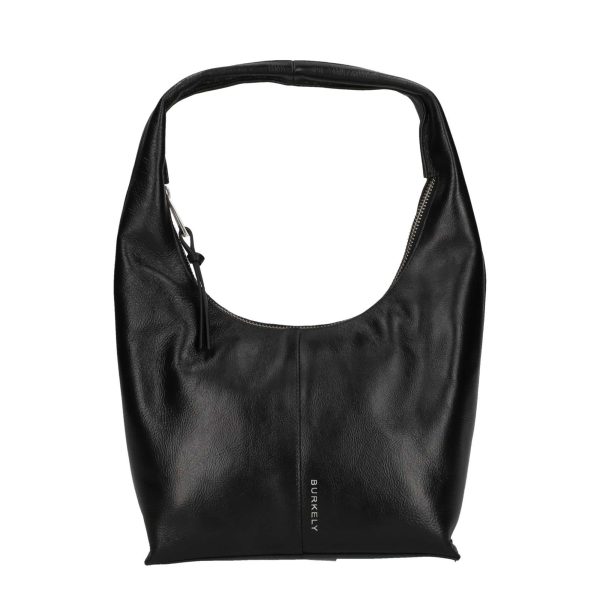 MYRA Shoulderbag schwarz aus Hi Gloss Leder klassische Schultertasche sportlich und elegant mit viel Stauraum