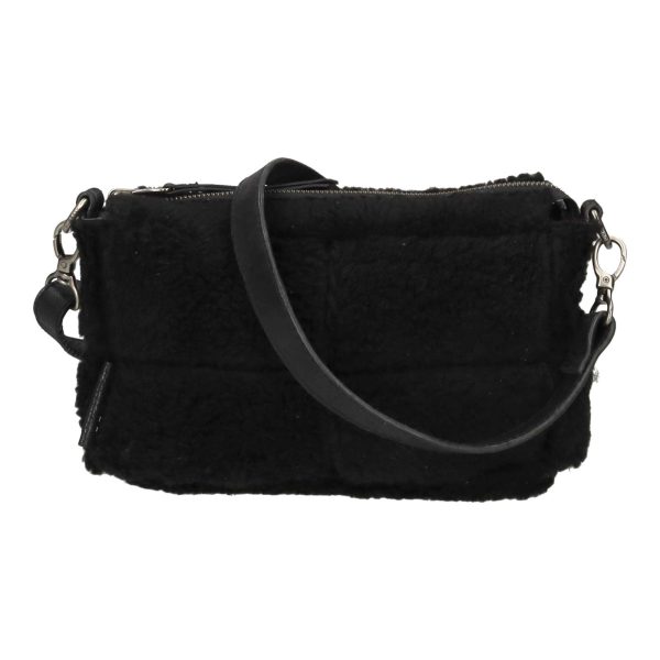 LANA Reversible Crossbody Bag schwarz Ledertasche wendbar aus strukturiertem Leder mit verstellbarem Riemen