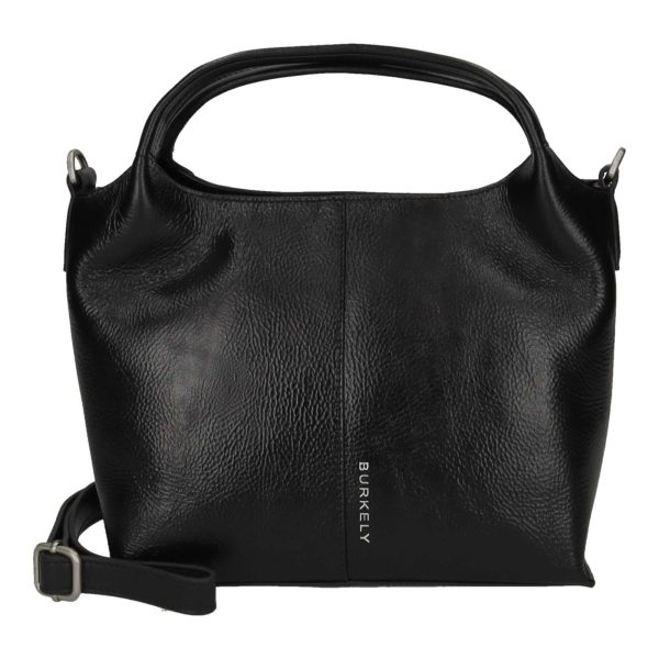 MYRA Handbag Small black leather handbag classic compact bag with zipper and practical compartments