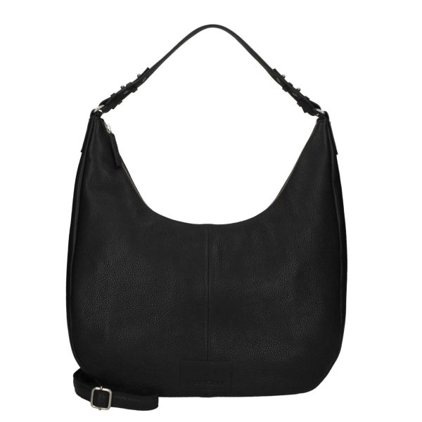 Soft Skylar Hobo Round black leather shoulder bag women’s handbag with zipper and adjustable strap