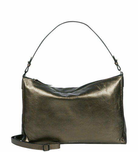 CREASED CRYSTAL WIDE HOBO - silver