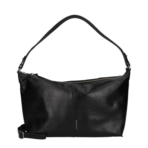 Zwarte Myra Wide Hobo van glanzend leer met tijdloos design, praktische indeling en verstelbare band.