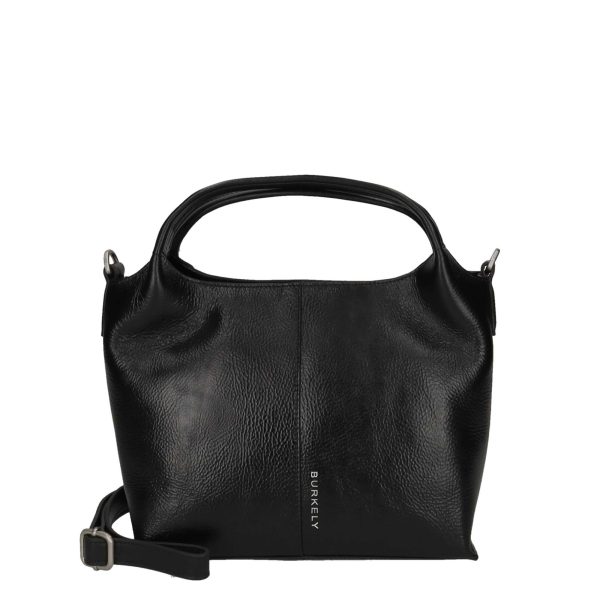 MYRA Handbag Small in zwart glanzend leer met multifunctionele vakken en verstelbare schouderband voor dagelijks gebruik.