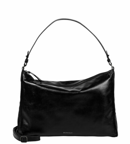 CREASED CRYSTAL WIDE HOBO - Zwart