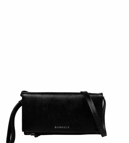 CREASED CRYSTAL PHONE BAG - Zwart