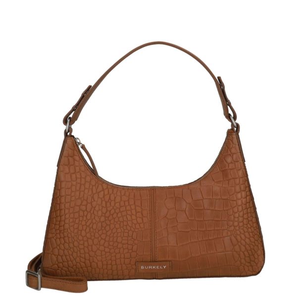 Cognac Burkely Cool Colbie leren schoudertas met crocopatroon