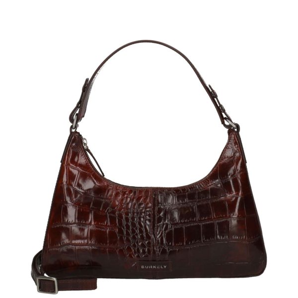 Burkely Cool Colbie schoudertas in burgundy lakleer met crocopatroon en verstelbare band