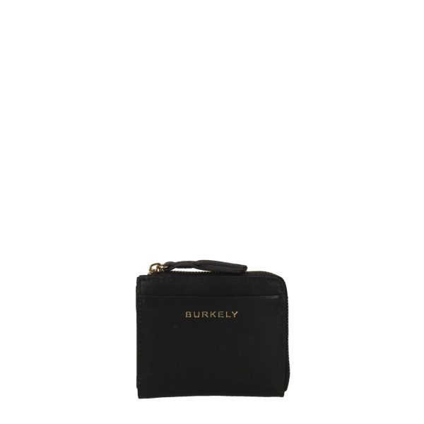 Zwarte BURKELY Fine Florence Small Zip Wallet van leer met ritssluiting